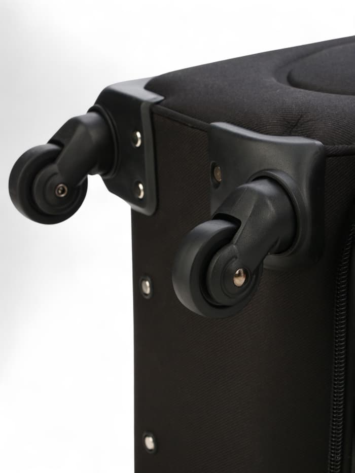 Чемодан на колёсах маленький 45 л (S), на молнии, с увеличением, кодовый замок, 4 колеса, чёрный