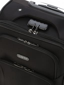 Чемодан на колёсах маленький 45 л (S), на молнии, с увеличением, кодовый замок, 4 колеса, чёрный