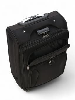 Чемодан на колёсах маленький 45 л (S), на молнии, с увеличением, кодовый замок, 4 колеса, чёрный