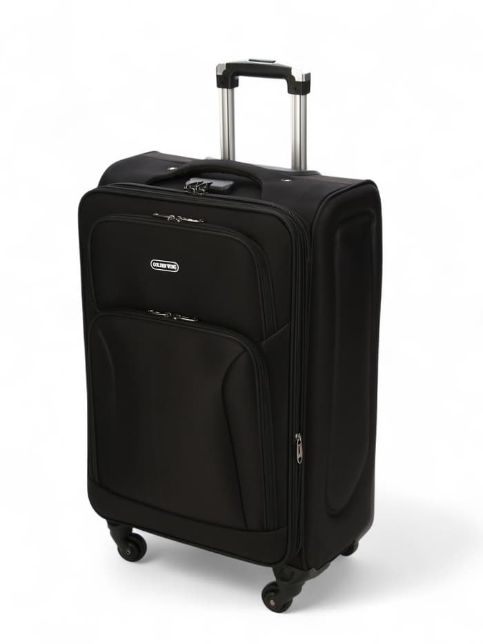 Чемодан на колёсах средний 72 л (M), на молнии, с увеличением, кодовый замок, 4 колеса, чёрный
