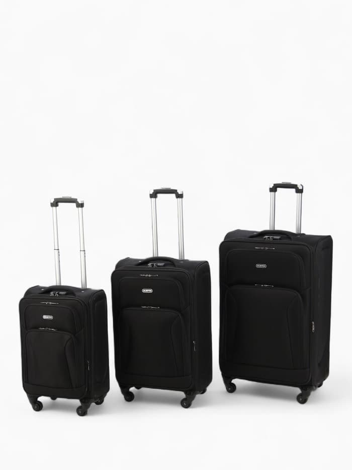 Чемодан на колёсах средний 72 л (M), на молнии, с увеличением, кодовый замок, 4 колеса, чёрный