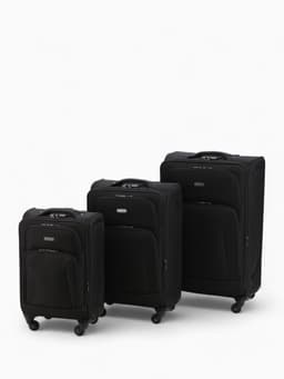 Чемодан на колёсах средний 72 л (M), на молнии, с увеличением, кодовый замок, 4 колеса, чёрный