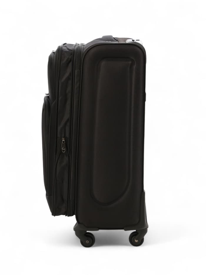Чемодан на колёсах средний 72 л (M), на молнии, с увеличением, кодовый замок, 4 колеса, чёрный