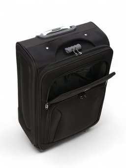 Чемодан на колёсах средний 72 л (M), на молнии, с увеличением, кодовый замок, 4 колеса, чёрный