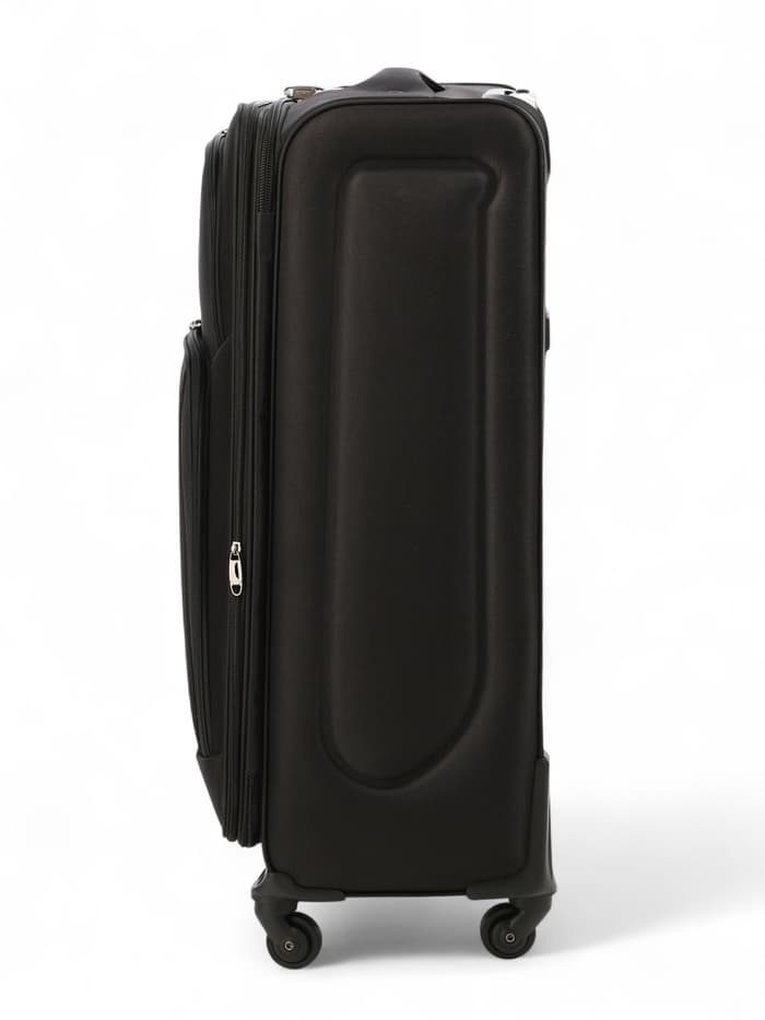 Чемодан на колёсах большой 97 л (L), на молнии, с увеличением, кодовый замок, 4 колеса, чёрный
