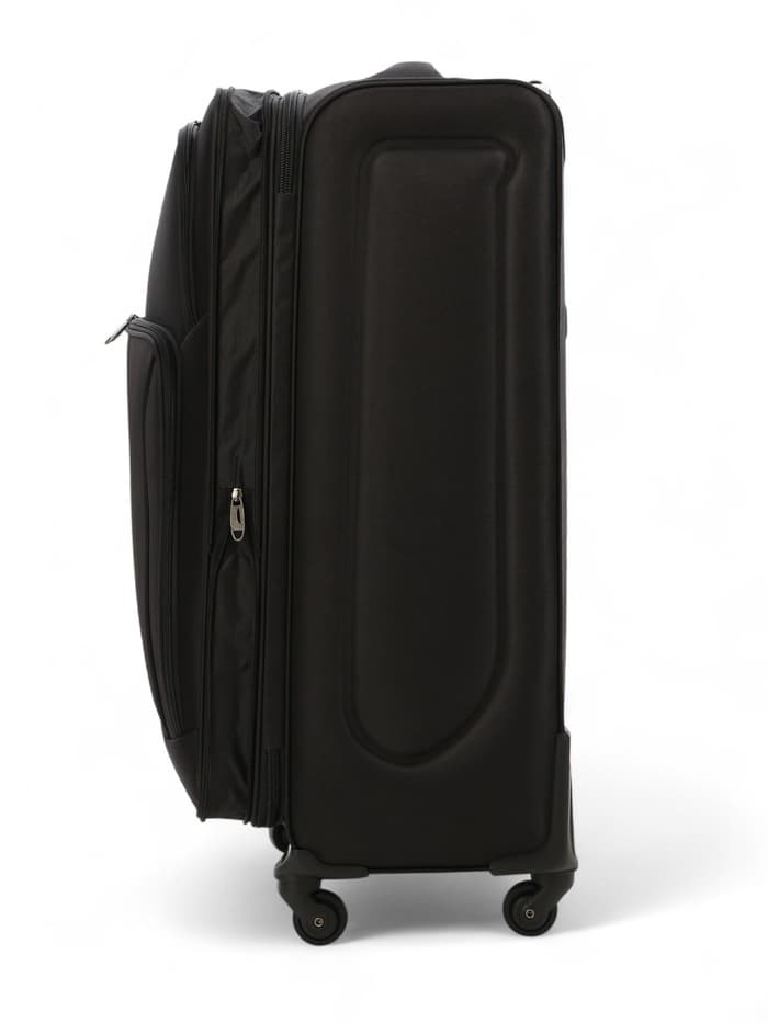 Чемодан на колёсах большой 97 л (L), на молнии, с увеличением, кодовый замок, 4 колеса, чёрный