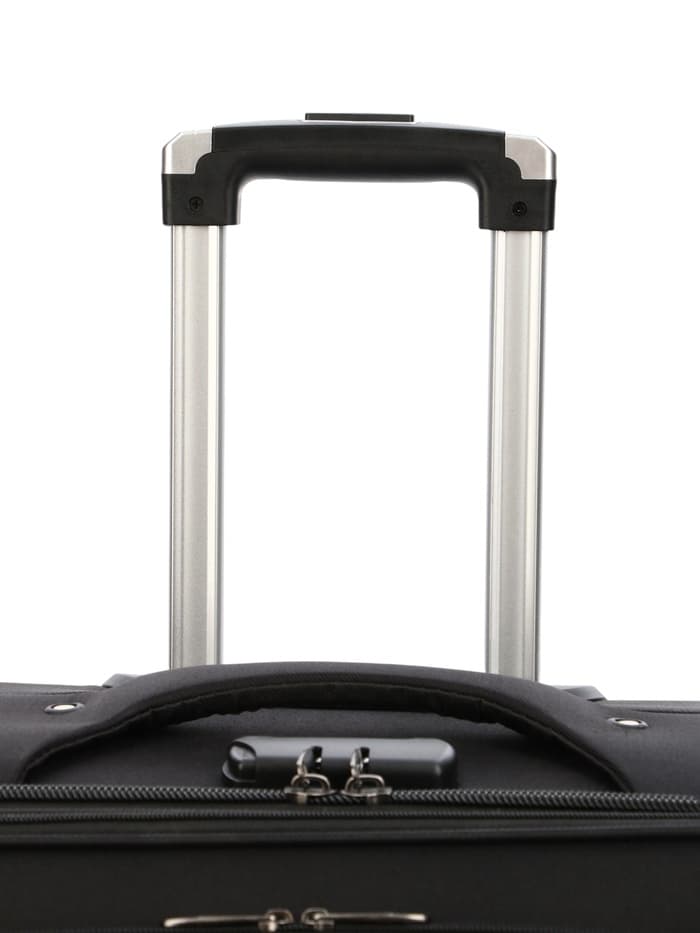 Чемодан на колёсах большой 97 л (L), на молнии, с увеличением, кодовый замок, 4 колеса, чёрный