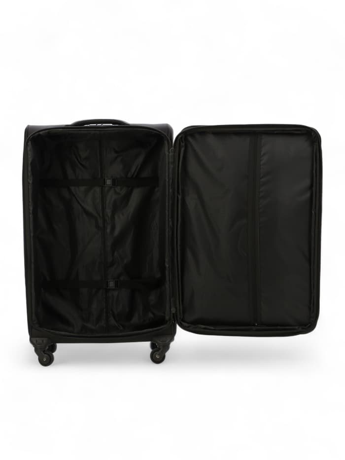 Чемодан на колёсах большой 97 л (L), на молнии, с увеличением, кодовый замок, 4 колеса, чёрный