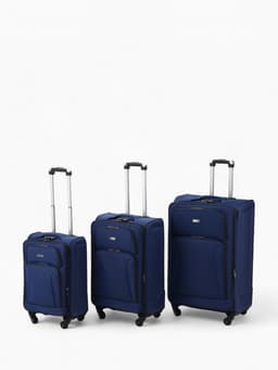 Чемодан на колёсах маленький 45 л (S), на молнии, кодовый замок, 4 колеса, синий