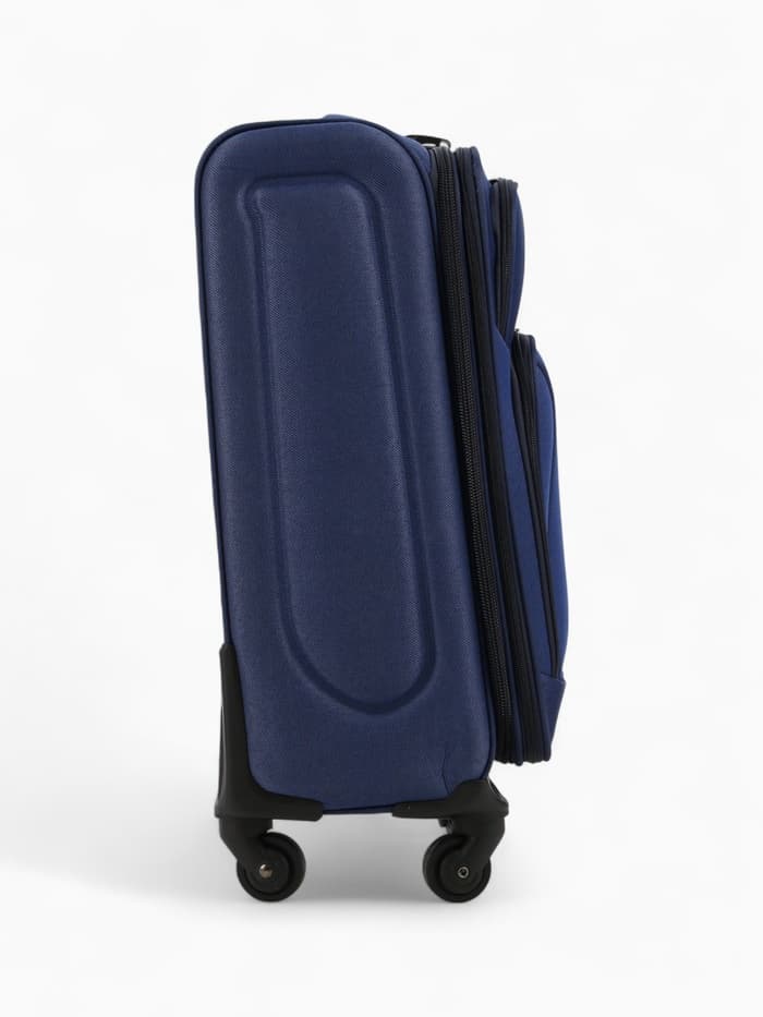 Чемодан на колёсах маленький 45 л (S), на молнии, кодовый замок, 4 колеса, синий