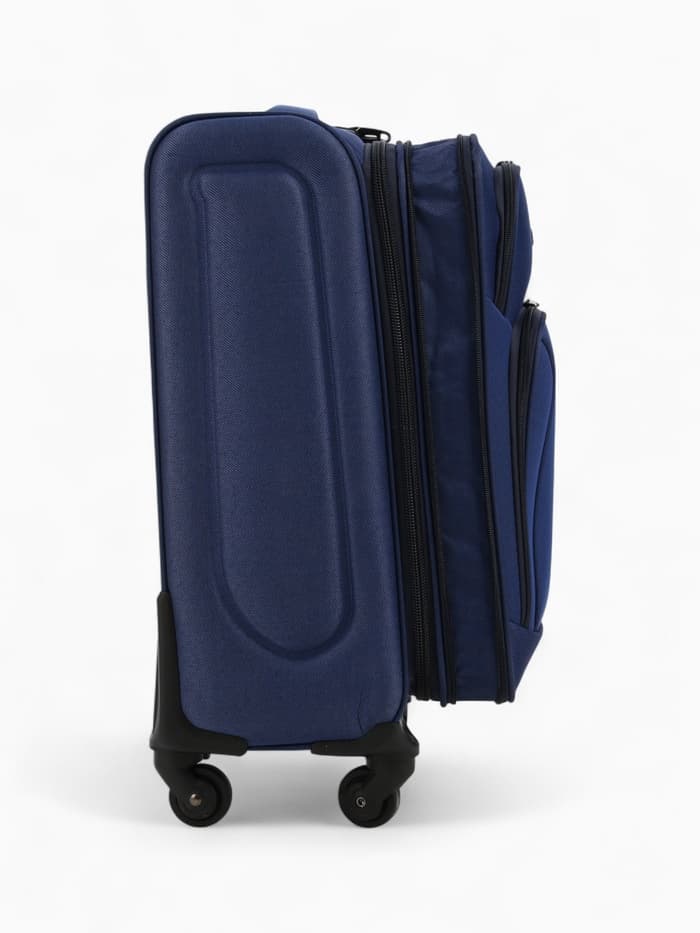 Чемодан на колёсах маленький 45 л (S), на молнии, кодовый замок, 4 колеса, синий