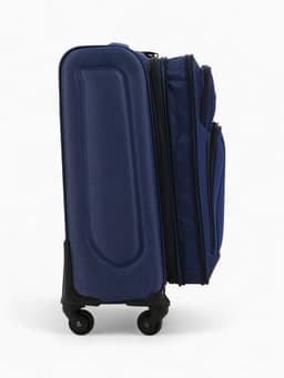 Чемодан на колёсах маленький 45 л (S), на молнии, кодовый замок, 4 колеса, синий