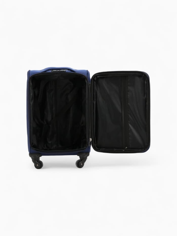 Чемодан на колёсах маленький 45 л (S), на молнии, кодовый замок, 4 колеса, синий
