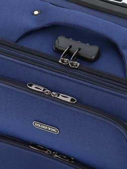 Чемодан на колёсах маленький 45 л (S), на молнии, кодовый замок, 4 колеса, синий