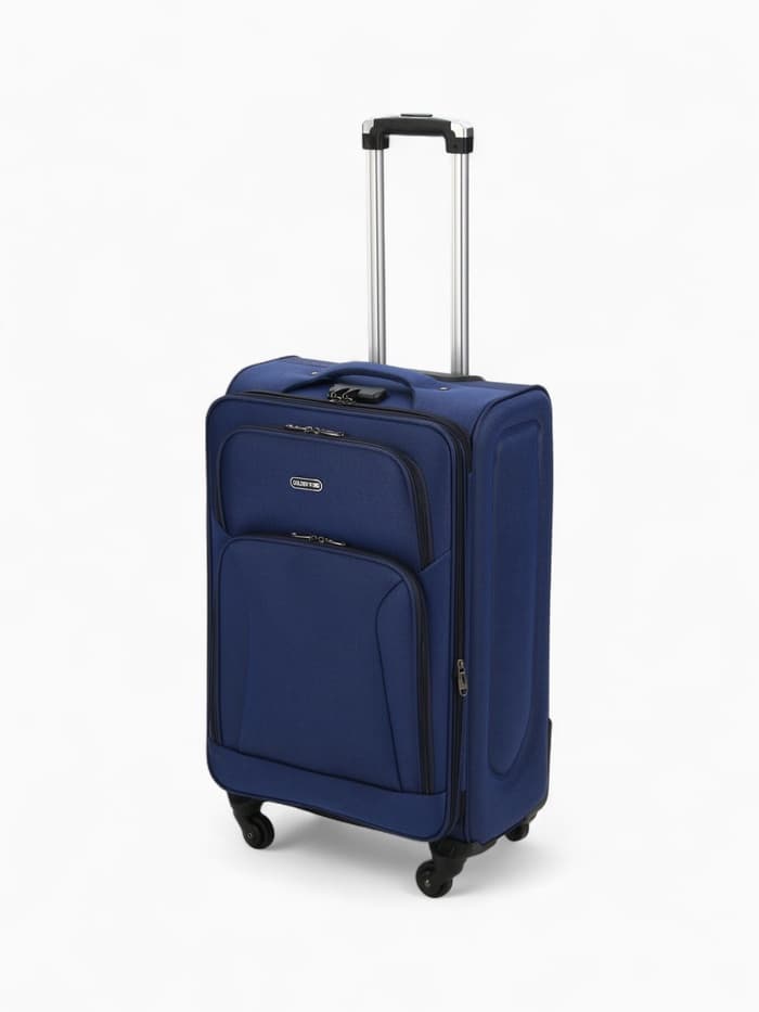 Чемодан на колёсах средний 72 л (M), на молнии, кодовый замок, 4 колеса, синий