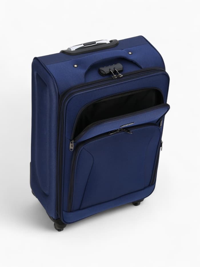 Чемодан на колёсах средний 72 л (M), на молнии, кодовый замок, 4 колеса, синий