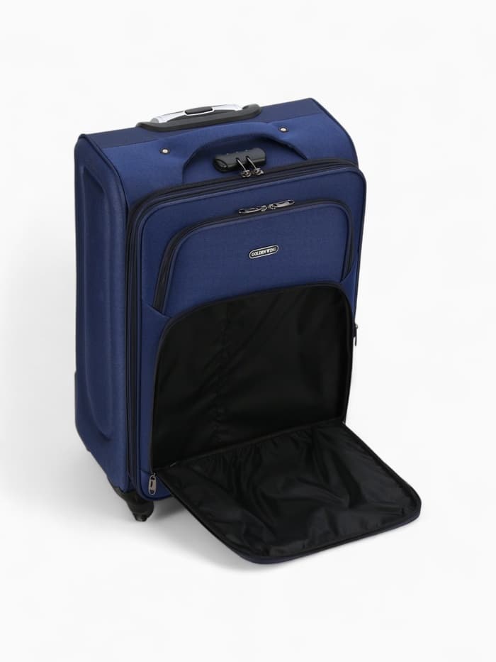 Чемодан на колёсах средний 72 л (M), на молнии, кодовый замок, 4 колеса, синий