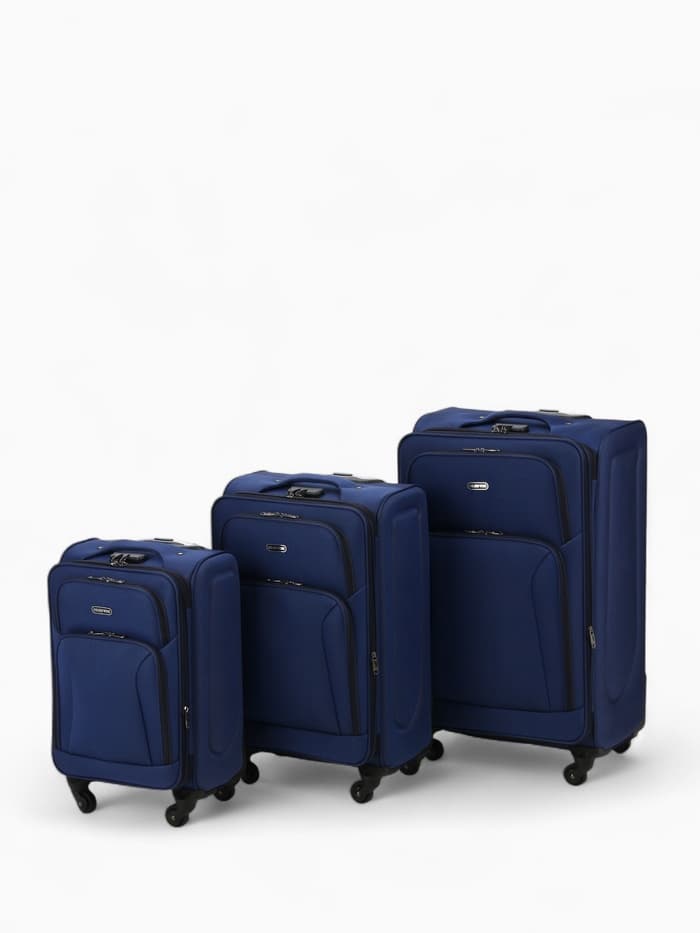 Чемодан на колёсах средний 72 л (M), на молнии, кодовый замок, 4 колеса, синий