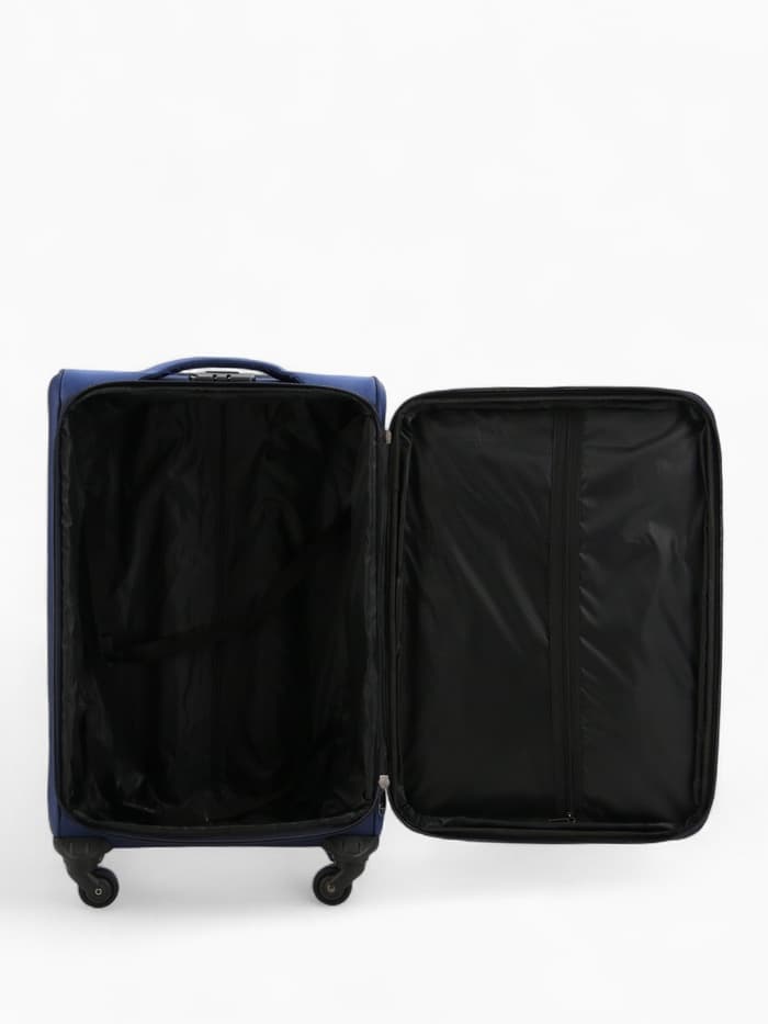 Чемодан на колёсах средний 72 л (M), на молнии, кодовый замок, 4 колеса, синий