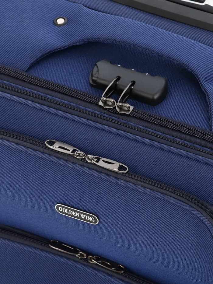 Чемодан на колёсах средний 72 л (M), на молнии, кодовый замок, 4 колеса, синий
