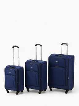 Чемодан на колёсах большой 97 л (L), на молнии, кодовый замок, 4 колеса, синий