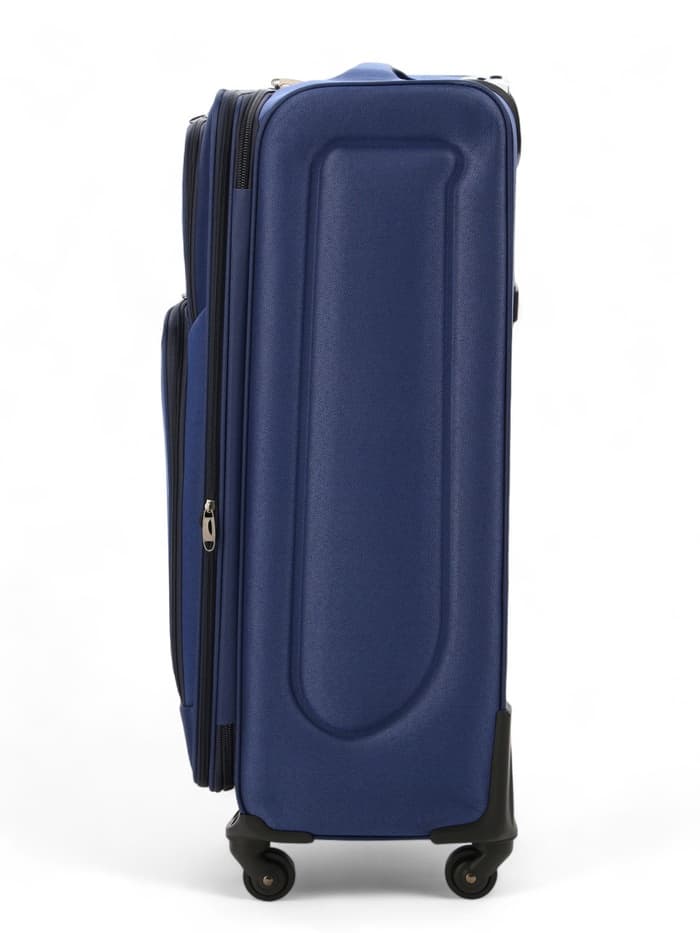 Чемодан на колёсах большой 97 л (L), на молнии, кодовый замок, 4 колеса, синий