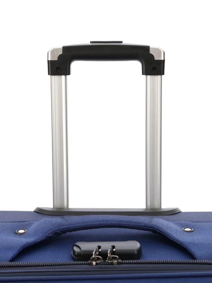 Чемодан на колёсах большой 97 л (L), на молнии, кодовый замок, 4 колеса, синий