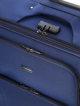 Чемодан на колёсах большой 97 л (L), на молнии, кодовый замок, 4 колеса, синий