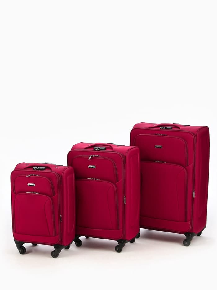 Чемодан на колёсах средний 72 л (M), на молнии, с увеличением, кодовый замок, 4 колеса, красный