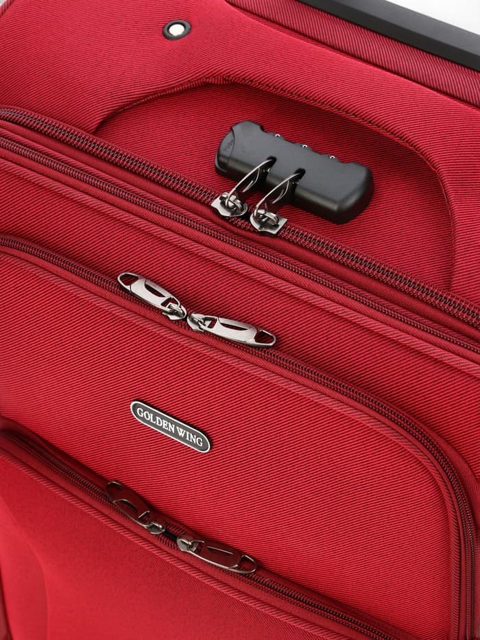 Чемодан на колёсах средний 72 л (M), на молнии, с увеличением, кодовый замок, 4 колеса, красный