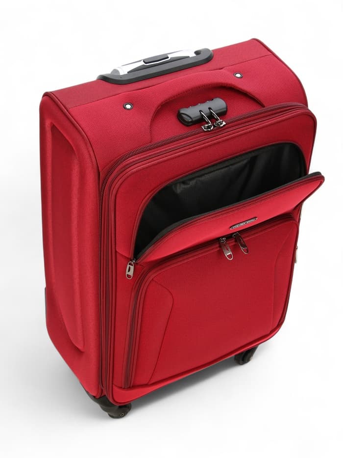 Чемодан на колёсах средний 72 л (M), на молнии, с увеличением, кодовый замок, 4 колеса, красный