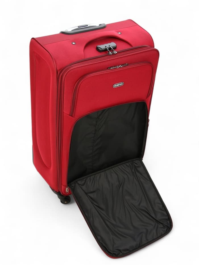 Чемодан на колёсах большой 97 л (L), на молнии, с увеличением, кодовый замок, 4 колеса, красный