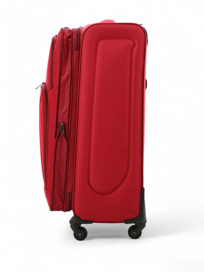 Чемодан на колёсах большой 97 л (L), на молнии, с увеличением, кодовый замок, 4 колеса, красный