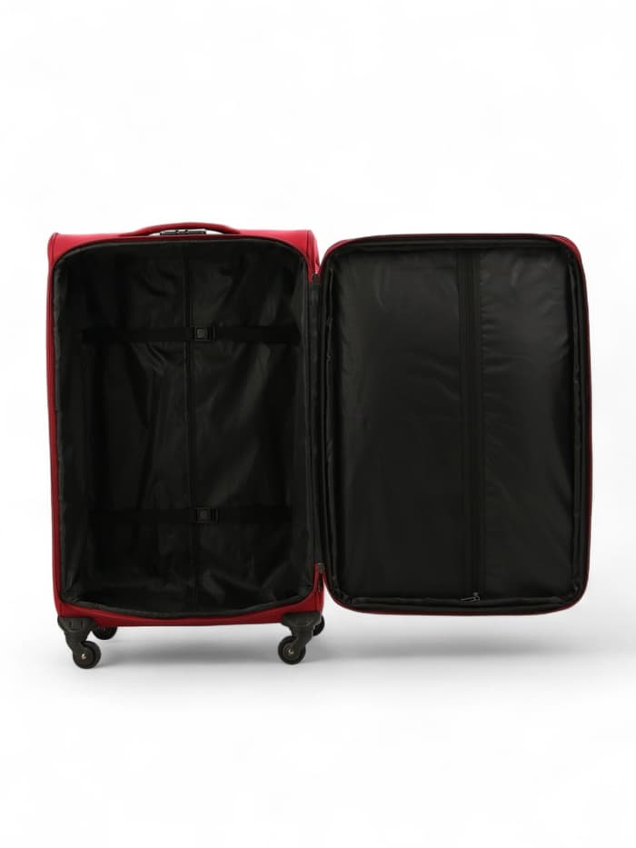 Чемодан на колёсах большой 97 л (L), на молнии, с увеличением, кодовый замок, 4 колеса, красный