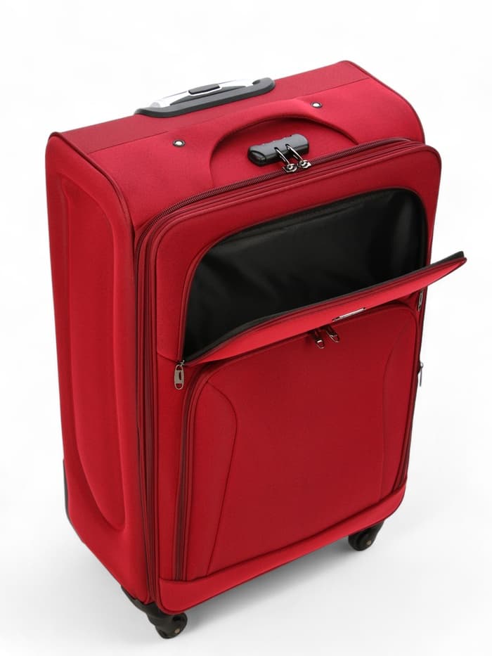 Чемодан на колёсах большой 97 л (L), на молнии, с увеличением, кодовый замок, 4 колеса, красный