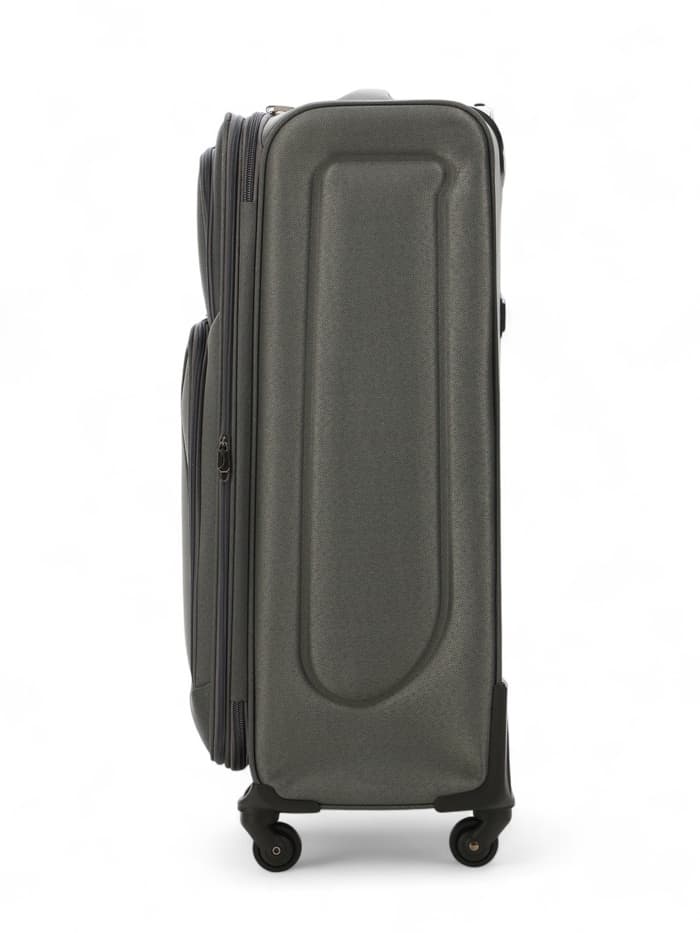 Чемодан на колёсах большой 97 л (L), на молнии, с увеличением, кодовый замок, 4 колеса, серый