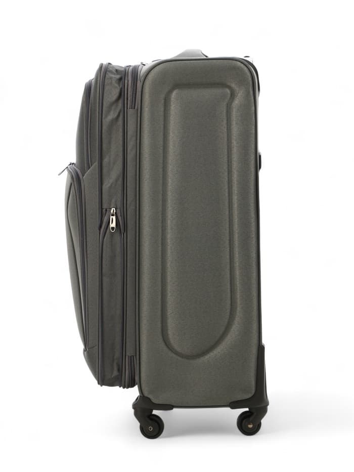 Чемодан на колёсах большой 97 л (L), на молнии, с увеличением, кодовый замок, 4 колеса, серый