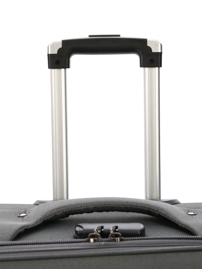 Чемодан на колёсах большой 97 л (L), на молнии, с увеличением, кодовый замок, 4 колеса, серый