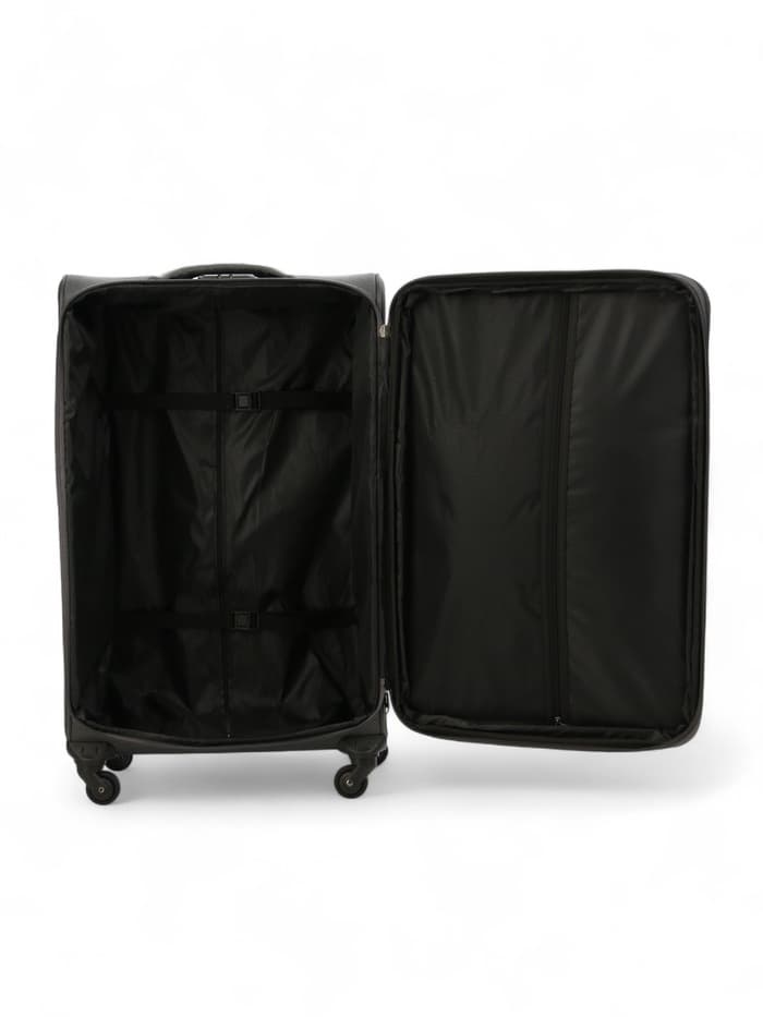 Чемодан на колёсах большой 97 л (L), на молнии, с увеличением, кодовый замок, 4 колеса, серый