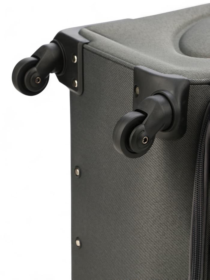 Чемодан на колёсах большой 97 л (L), на молнии, с увеличением, кодовый замок, 4 колеса, серый