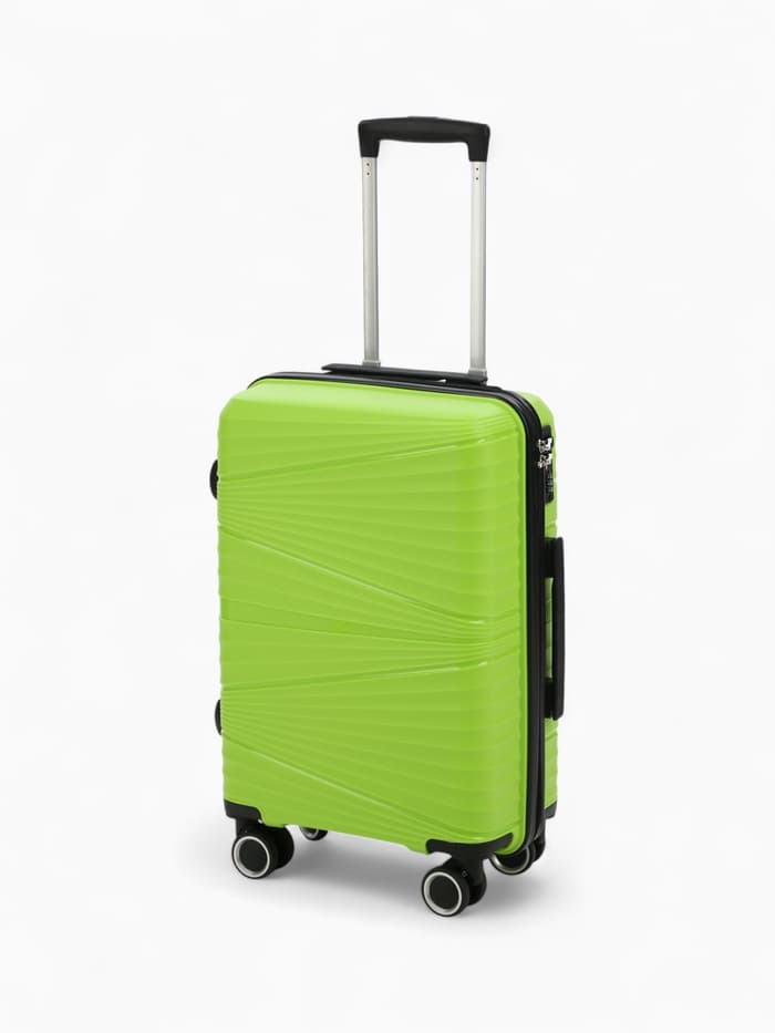 Чемодан на колёсах маленький 44 л (S), на молнии, кодовый замок, 4 колеса, зелёный