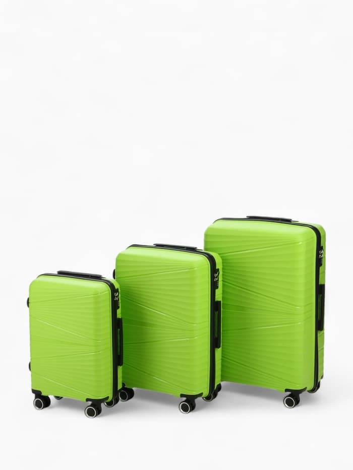 Чемодан на колёсах маленький 44 л (S), на молнии, кодовый замок, 4 колеса, зелёный