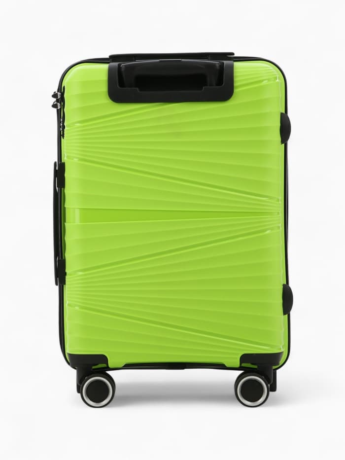 Чемодан на колёсах маленький 44 л (S), на молнии, кодовый замок, 4 колеса, зелёный