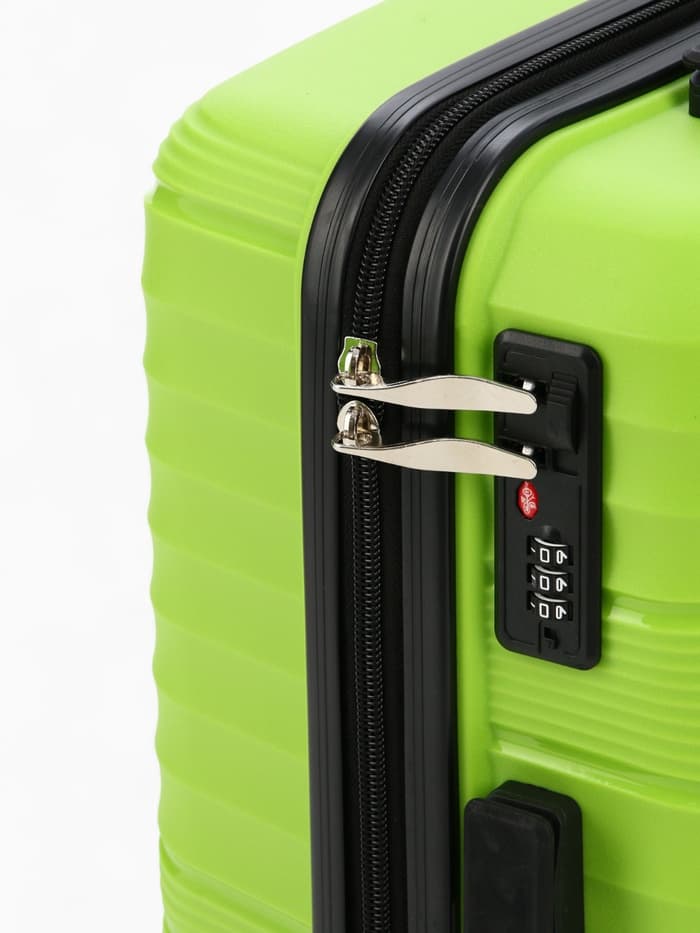 Чемодан на колёсах маленький 44 л (S), на молнии, кодовый замок, 4 колеса, зелёный