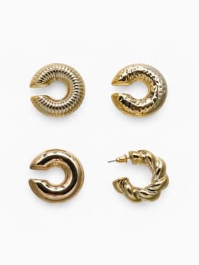 Набор серьга и каффы «Бублики», набор 4 шт. цвет золото