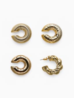 Набор серьга и каффы «Бублики», набор 4 шт. цвет золото