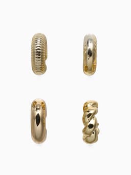 Набор серьга и каффы «Бублики», набор 4 шт. цвет золото