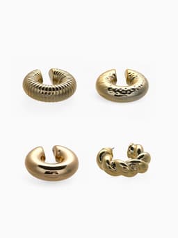 Набор серьга и каффы «Бублики», набор 4 шт. цвет золото