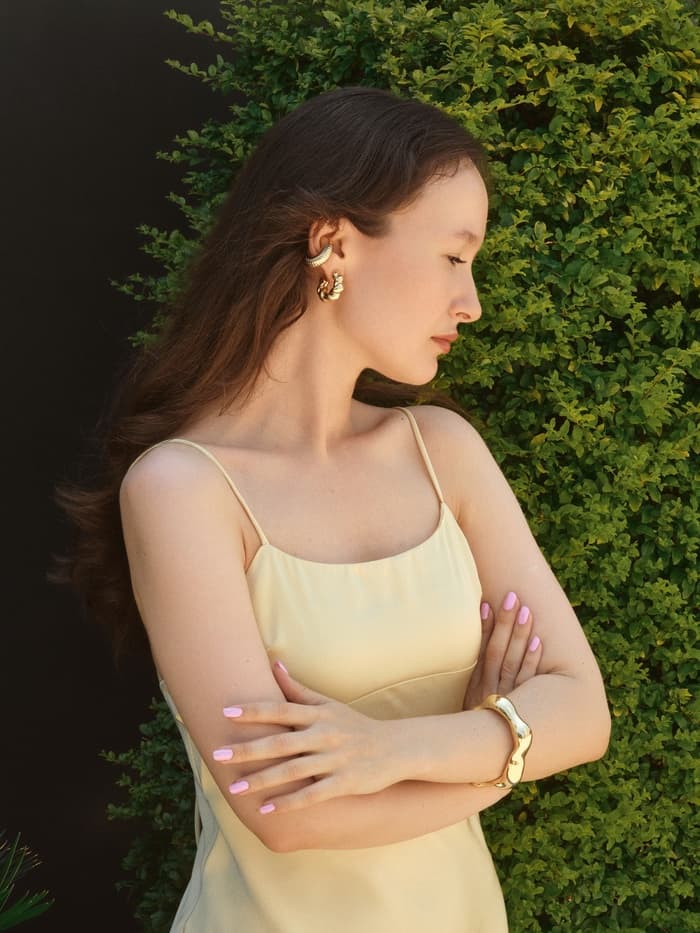 Набор серьга и каффы «Бублики», набор 4 шт. цвет золото