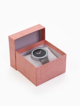 Коробочка подарочная для часов, 9×8×5 см, подушечка 8×7×4.5 см, розовая, с белой вставкой